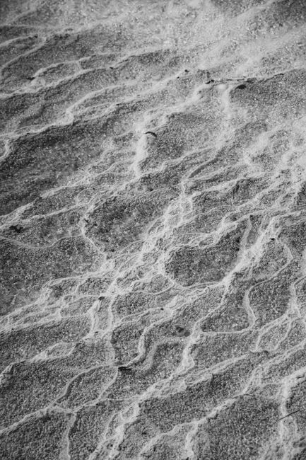 Intricate black and white sand texture with natural patterns, perfect for backgrounds.