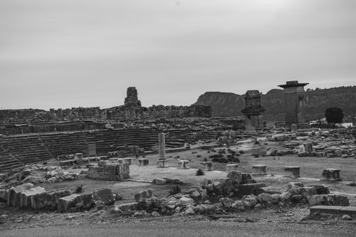 Free Explore the mysterious aura of ancient ruins captured in stunning black and white photography. Stock Photo