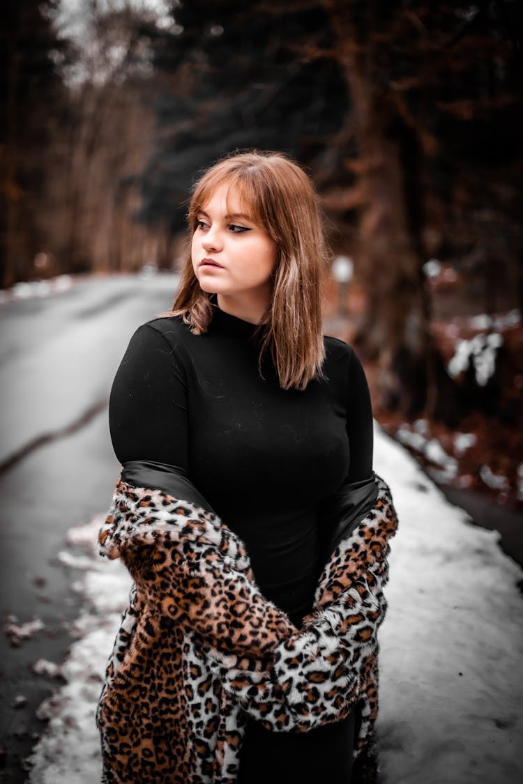 Portrait Of Woman In Leopard Print Coat