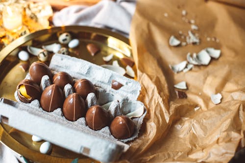 Free Brown and White Chocolate on Silver Tray Stock Photo