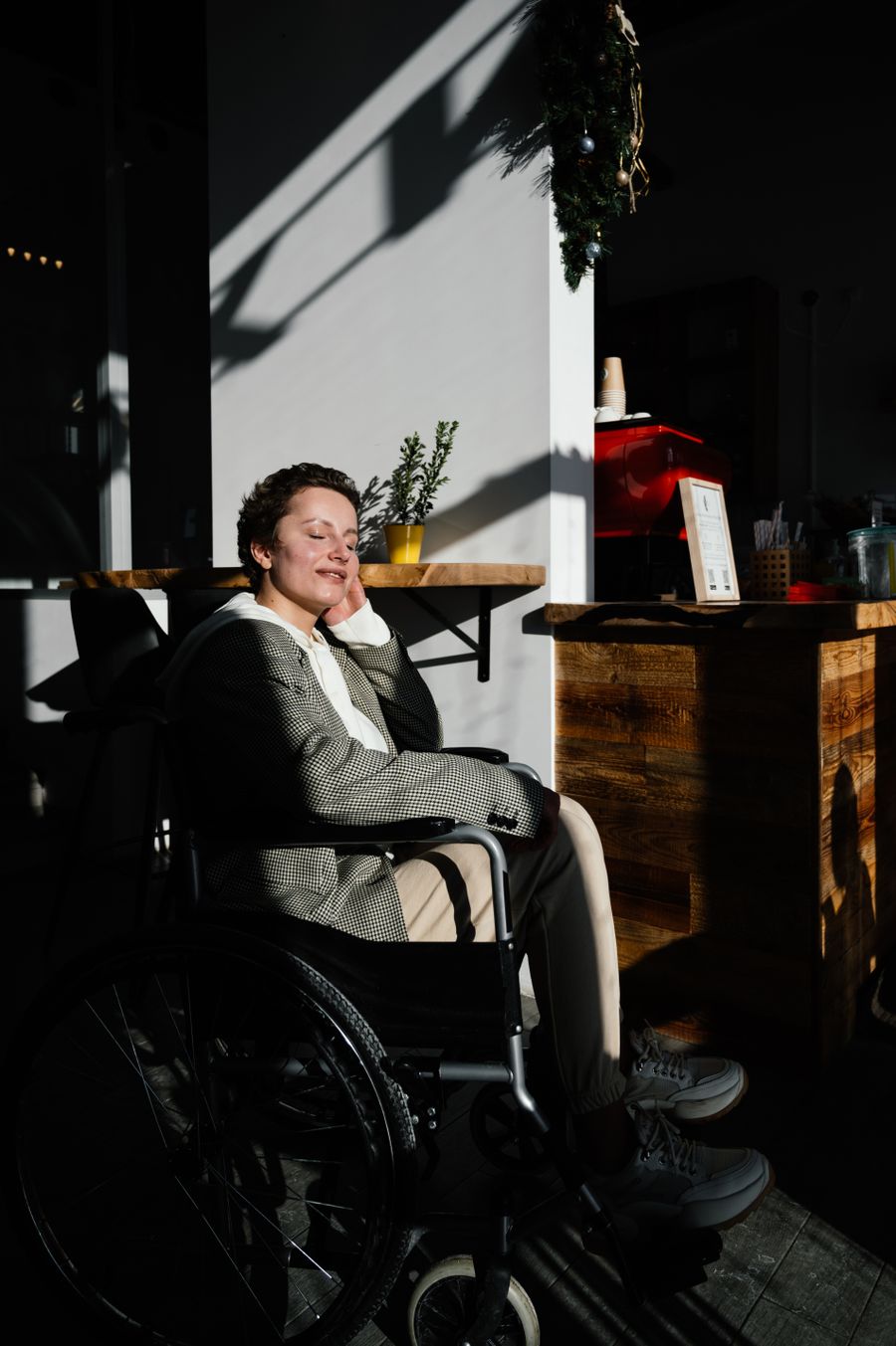 Woman smiling, representing empowerment and independence
