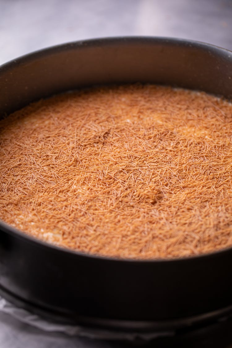 Close-Up Of A Cake In A Baking Pan