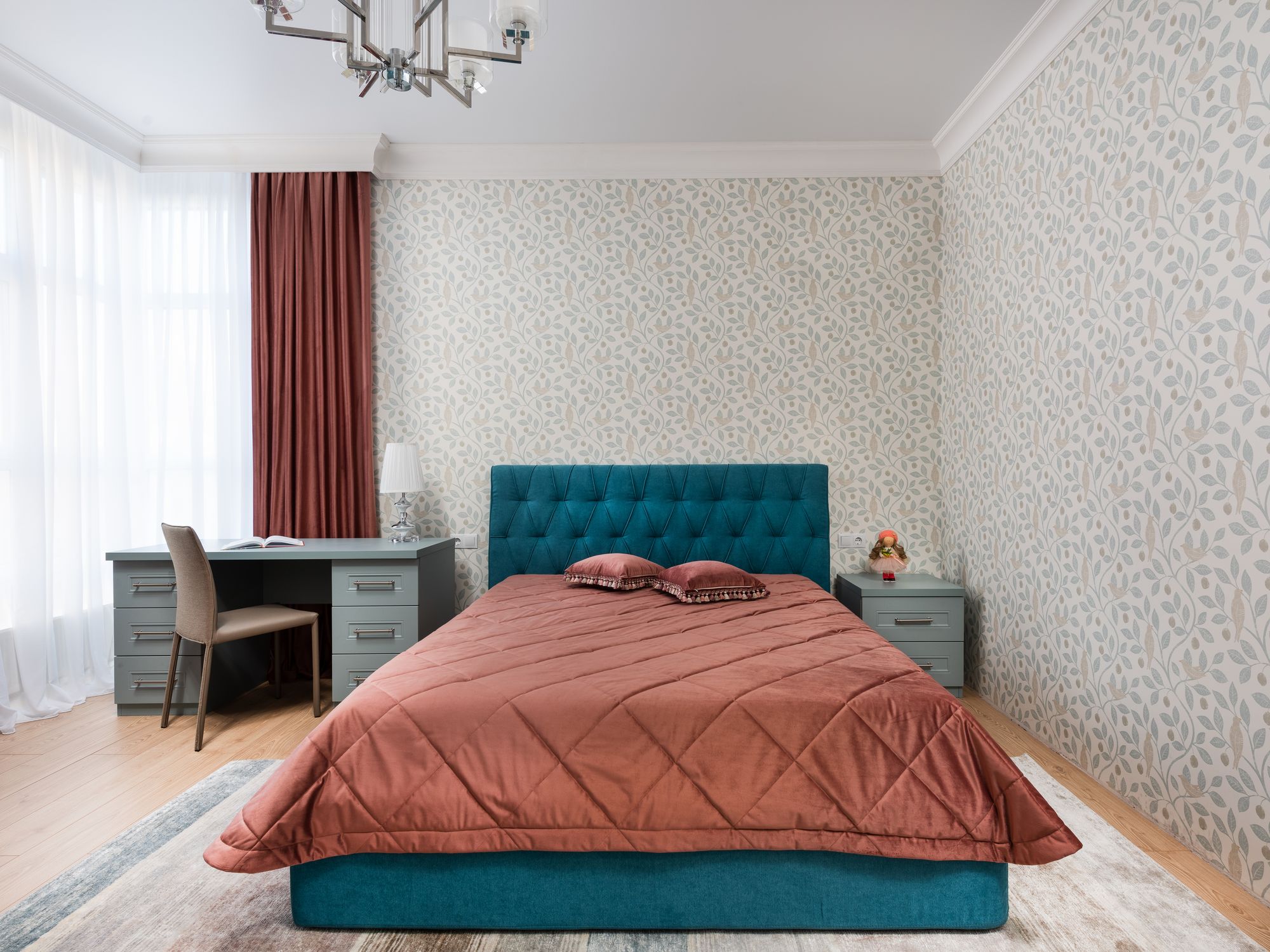 Wallpapering in Cheam, Sutton — decorator hanging pattern-matched wallpaper
