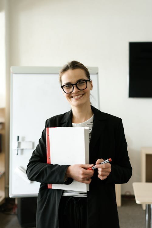 Woman in Black Coat smiling