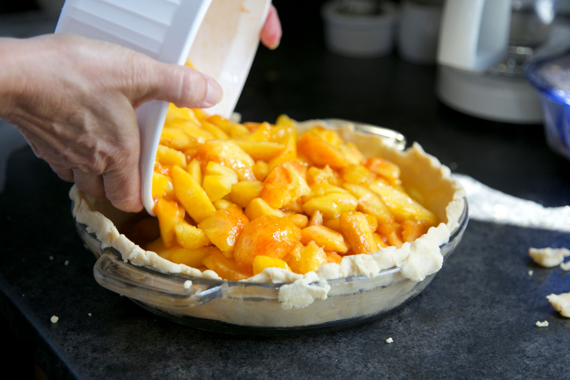 Southern Summer Peach-Cherry Pie fresh out of the oven