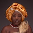 Portrait of a Young Woman Wearing a Head Tie