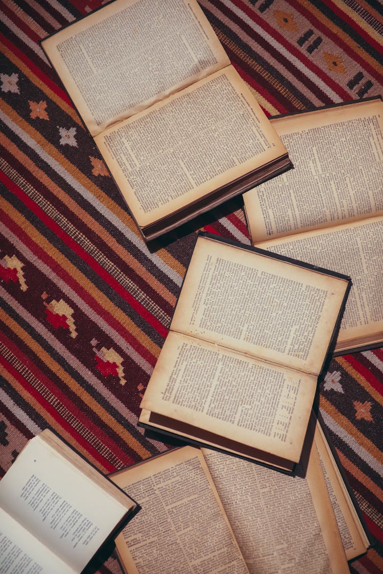 Overhead Shot Of Open Books