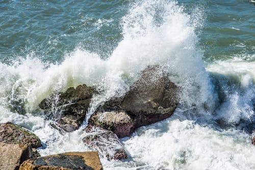 Waves Crashing on Rocks