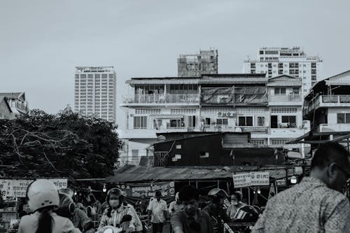 Foto stok gratis Asia, kota hitam dan putih, pasar