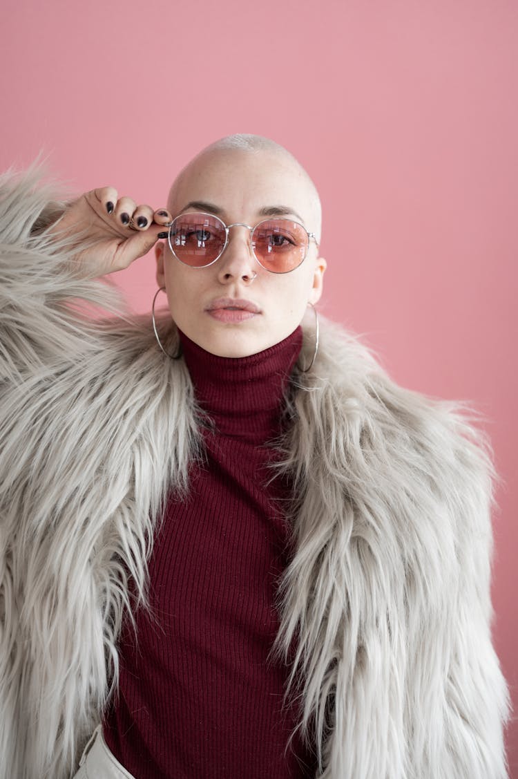 Trendy Woman In Fur Coat