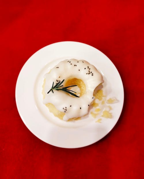 Free Close-Up Photo of a Donut with a Rosemary Stock Photo