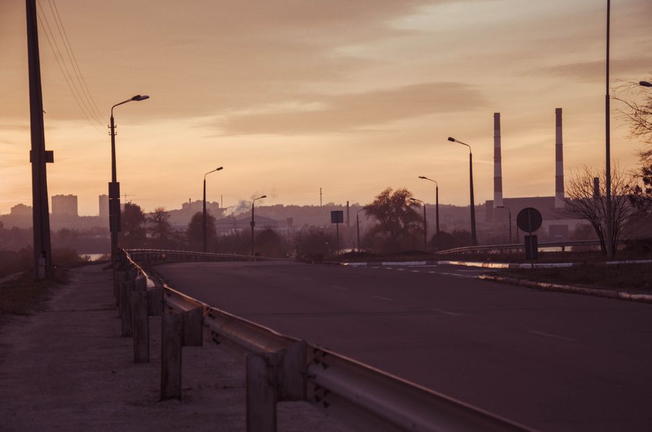 empty suburban street sunset