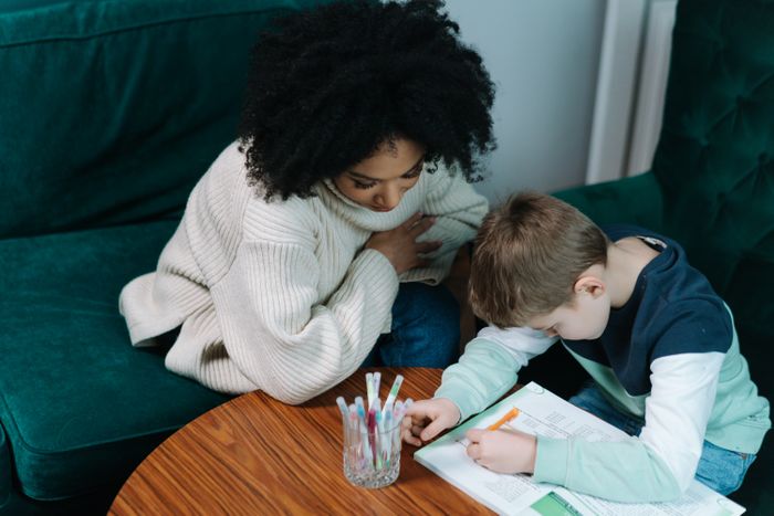 Student completing homework after a lesson
