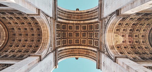 Free Arc de Triomphe Ceiling with Sculpted Roses in Paris, France Stock Photo