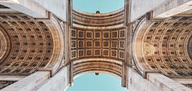 Arc de Triomphe Ceiling with Sculpted Roses in Paris, France