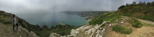 Gratis lagerfoto af cliffside rocks sea, panoramaudsigt