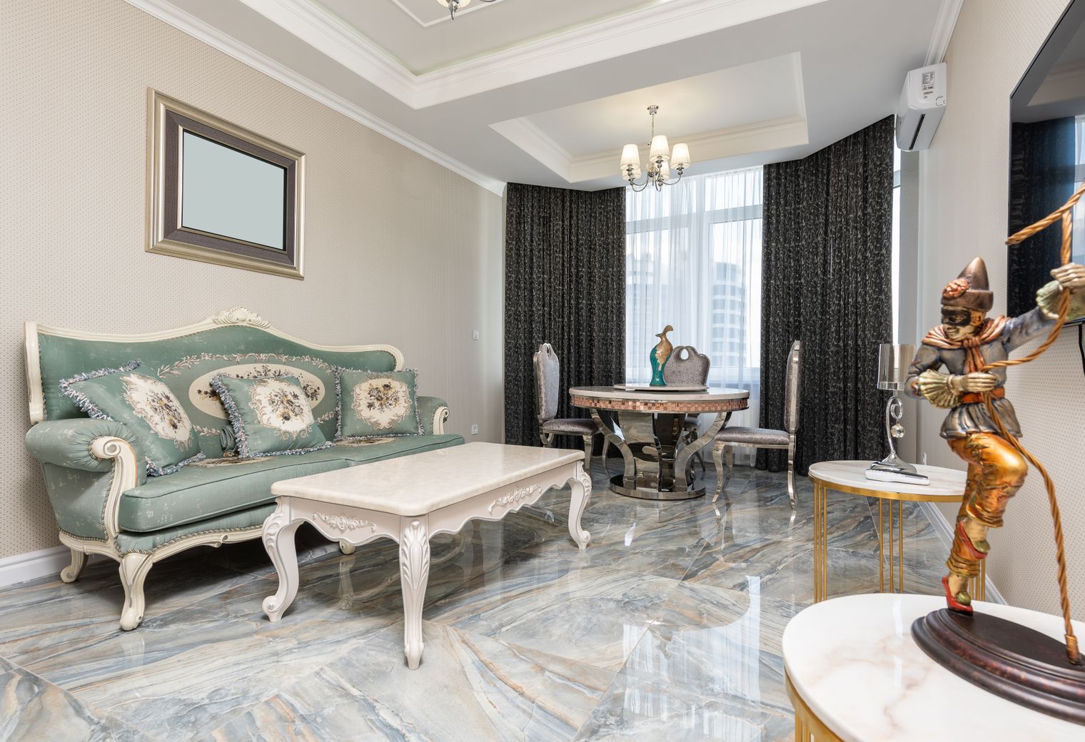 Painters and Decorators in Canary Wharf — dust sheets down and the room fully protected