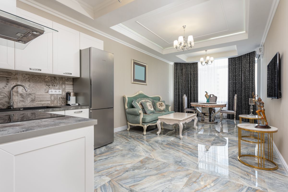 Interior with marble flooring
