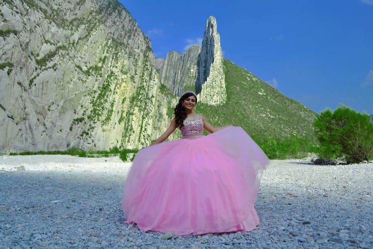 Woman Wearing Pink Gown