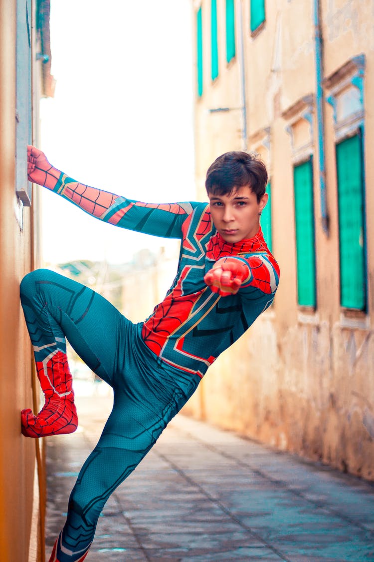 Man Wearing A Spider-Man Costume