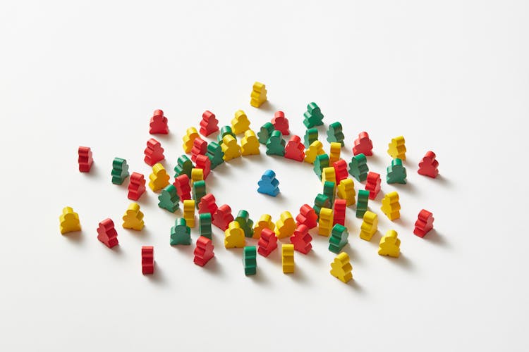 Colorful Wooden Block Men Standing In A Circle 