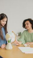 Caregiver and child in an educational moment together