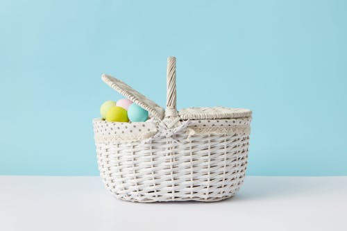 Free A Basket With Colorful Eggs Stock Photo