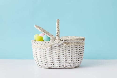 A Basket With Colorful Eggs