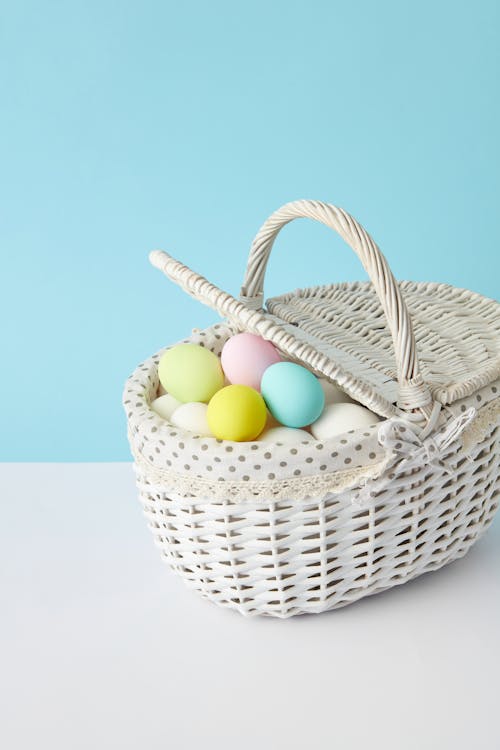 A Basket With Colorful Eggs