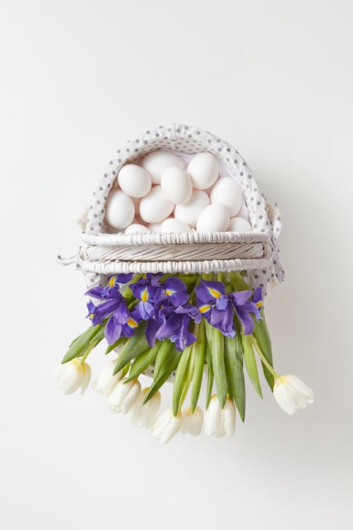꽃, 달걀, 바구니의 무료 스톡 사진