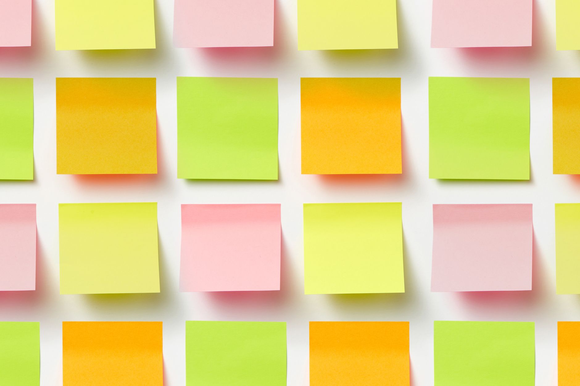 Grid of colorful sticky notes — a visual metaphor for grouping ideas into categories