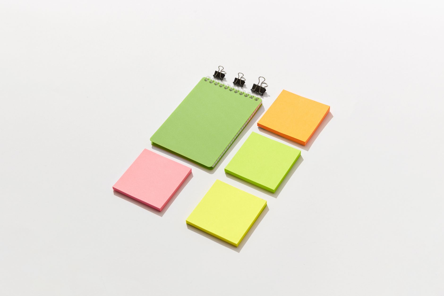 Sticky notes and checklist used for project action tracking