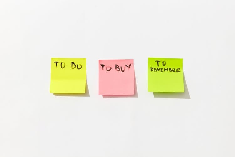 Sticky Notes With Messages On White Background