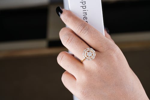 

A Close-Up Shot of a Person Wearing a Diamond Ring