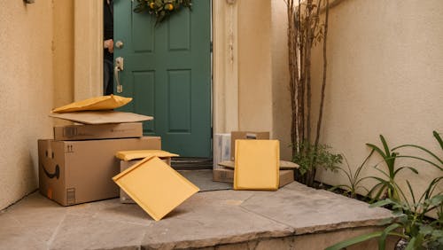 Free Packages on a Porch Stock Photo