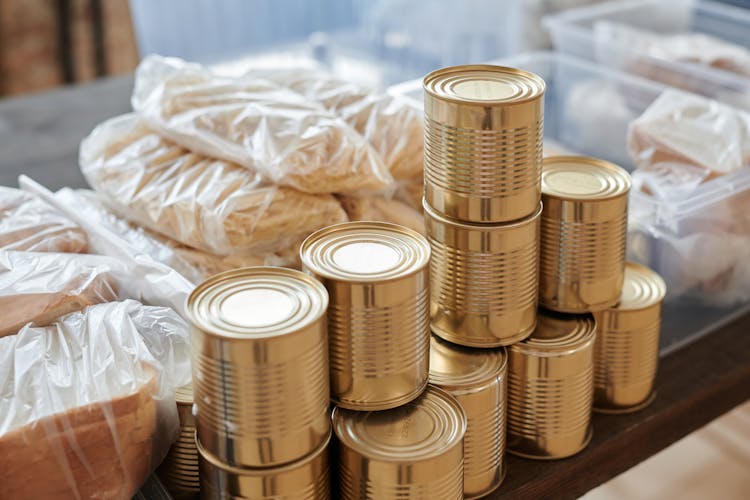 A Close-Up Shot Of Canned Goods