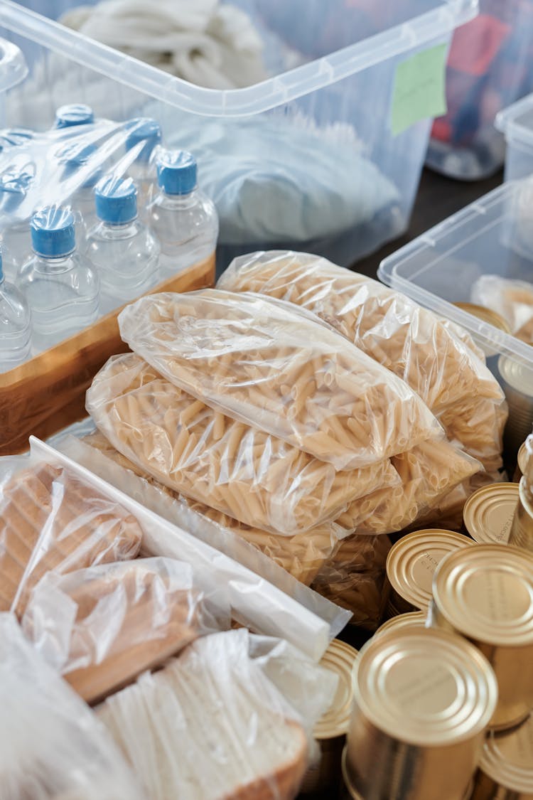 A Close-Up Shot Of Food Donations