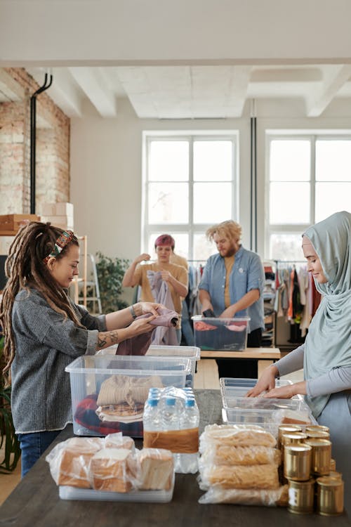 Free People Sorting Donations Stock Photo