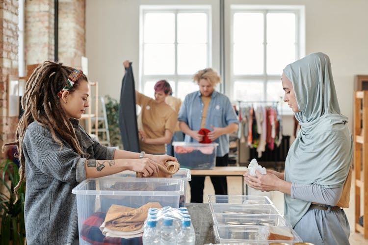 People Sorting Donations