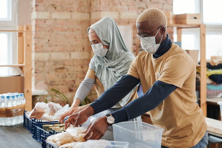 Volunteers Preparing Donations