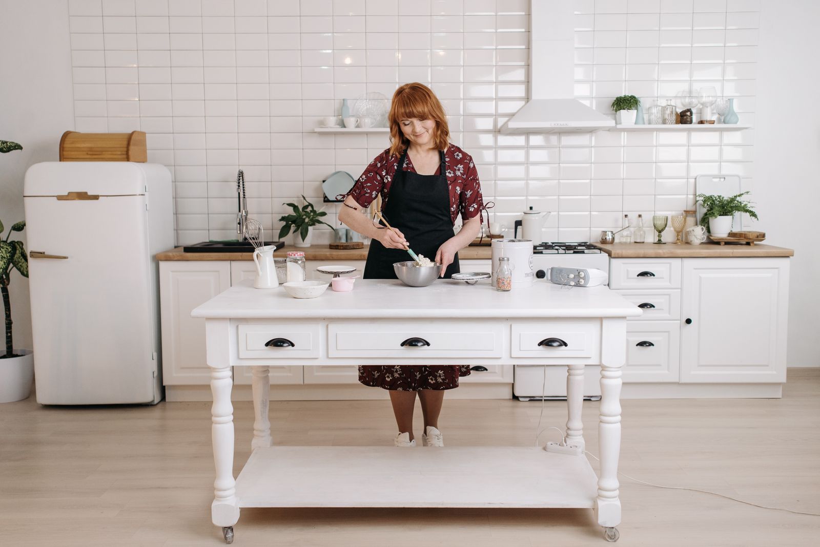 Ingredients and kitchen tools arranged for meal preparation