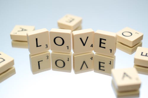 Scrabble Letters Form Love