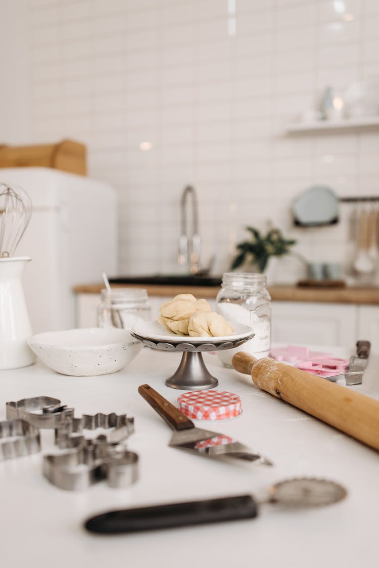 Dough On Table With Baking Utensils