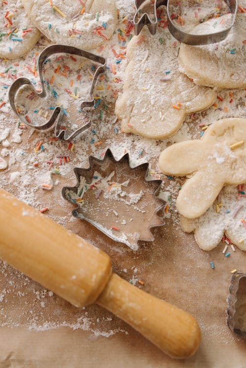 Close up of Rolling Pin and Dough Shapes