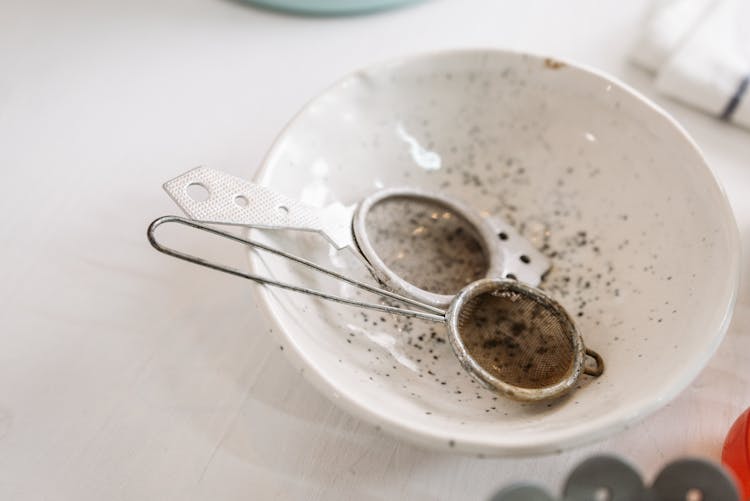 Close-Up Shot Of Used Baking Utensils