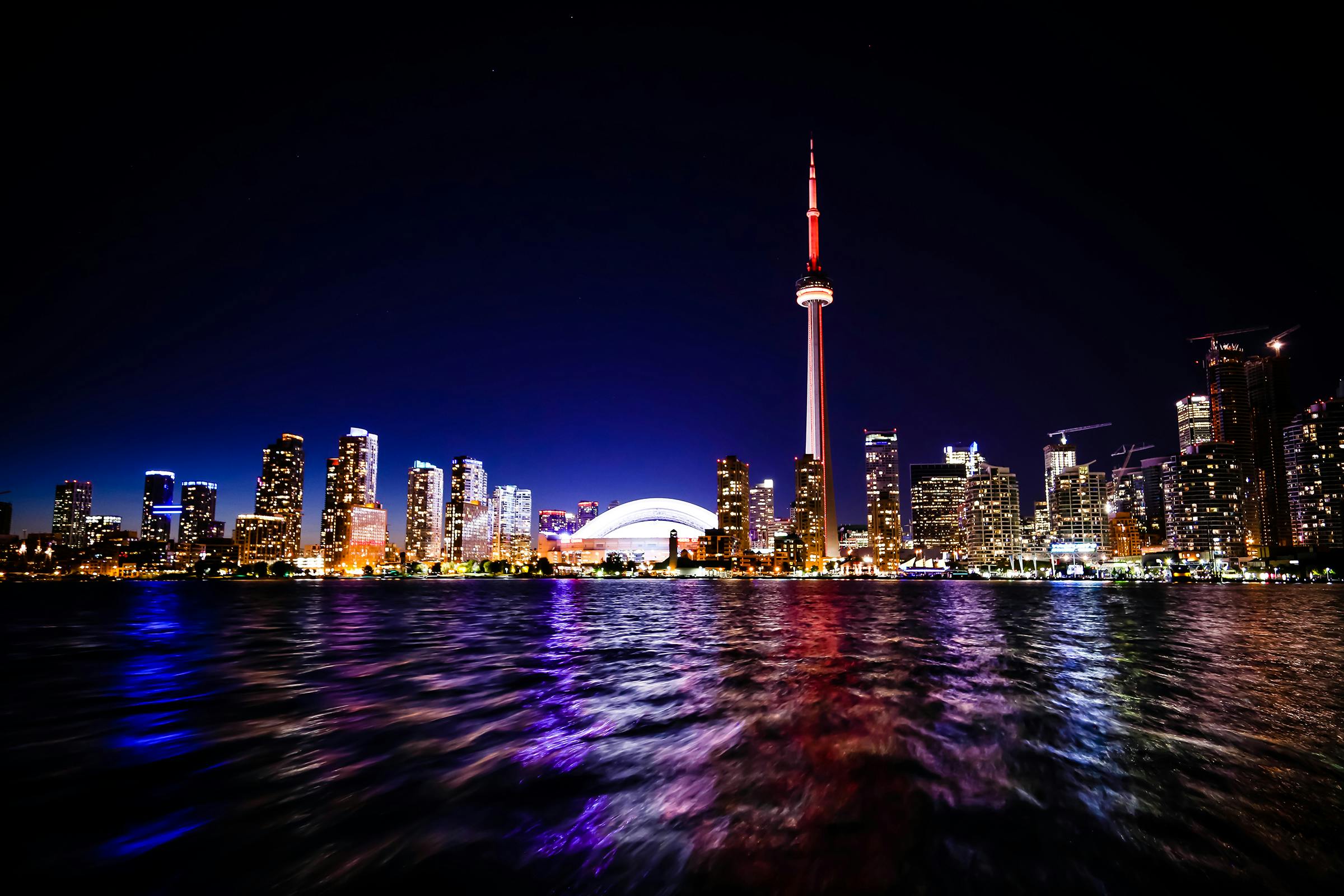 Cn Tower in Toronto Canada at Night  Free Stock Photo