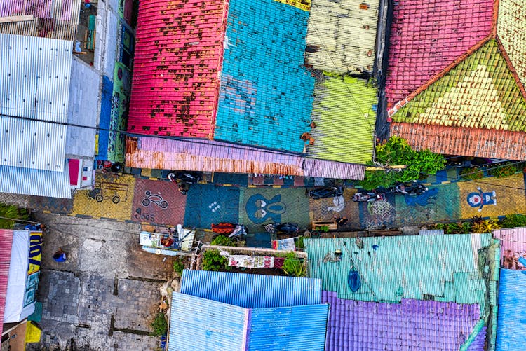 Aerial Shot Of Colorful Roofs