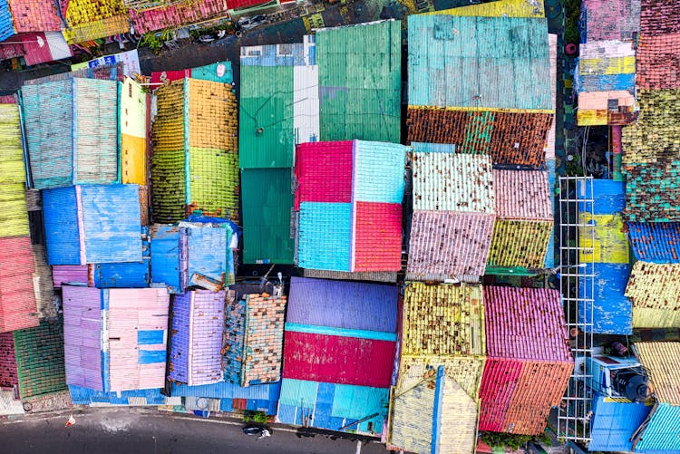 Aerial Shot Of Colorful Roofs