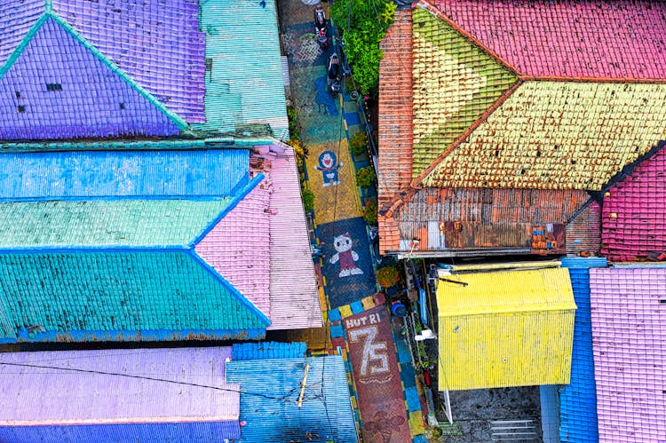 Aerial Shot Of Colorful Roofs