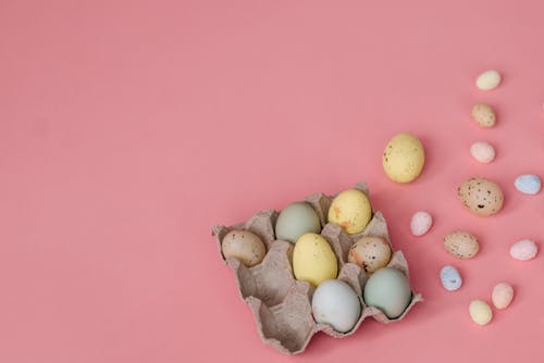 Easter Eggs on Pink Surface